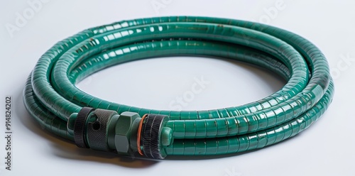 Top down view of Anti-Pest Spray Hose on white background, emphasizing its design and practical features. Gardening tool concept