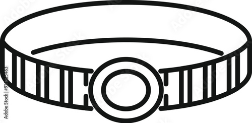 Line drawing of a headlamp flashlight, providing hands free illumination for various activities