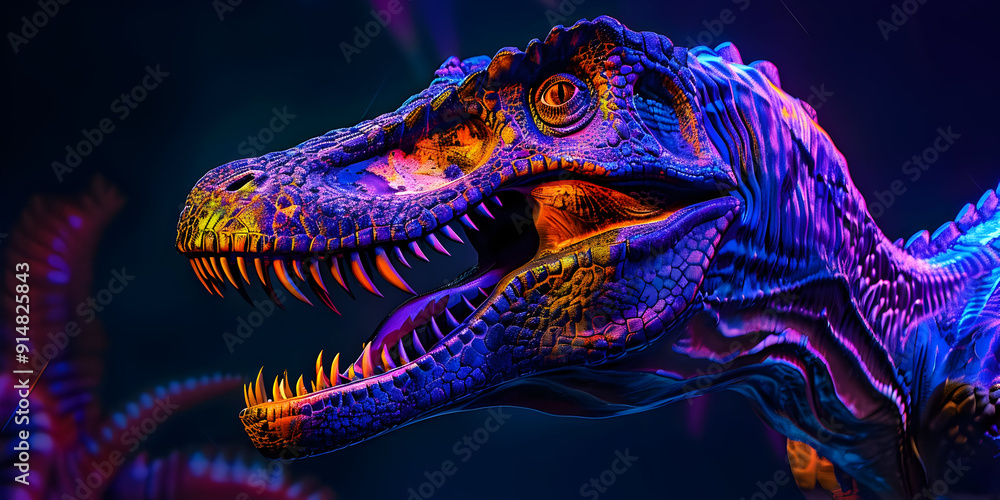 3D Render of a Colorful Dinosaur with Sharp Teeth 3D Render of a Colorful Dinosaur with Sharp Teeth