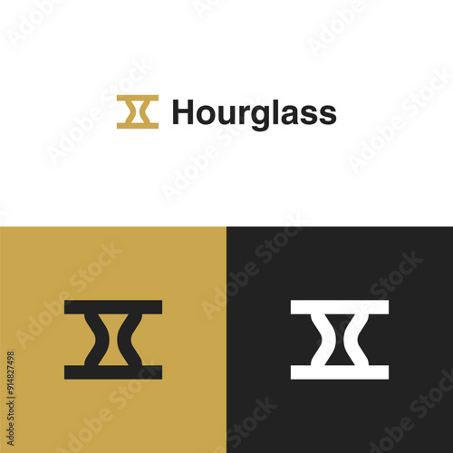 bold modern hourglass sign logo design vector inspiration with elegant, line art and minimalist styles. 