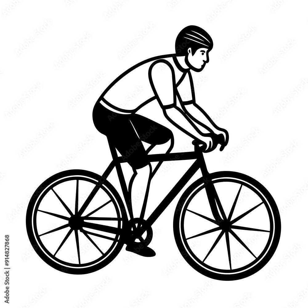 Man Riding Bicycle Vector Illustration - Cartoon, Clipart, and Line Art Design Man Riding Bicycle Vector Illustration - Cartoon, Clipart, and Line Art Design