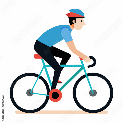 Man Riding Bicycle Vector Illustration - Cartoon, Clipart, and Line Art Design