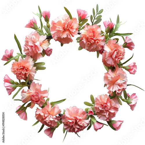 A pink flower arrangement with a white background