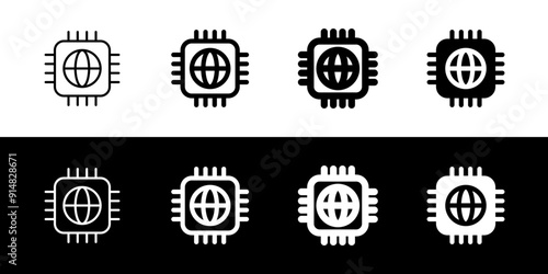 Editable processor, chip vector icon. AI technology, artificial intelligence, computer. Part of a big icon set family. Perfect for web and app interfaces, presentations, infographics, etc