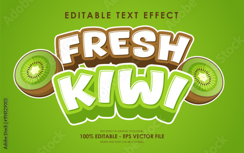 Editable Fresh Kiwi Text Effect with Illustration of Kiwi