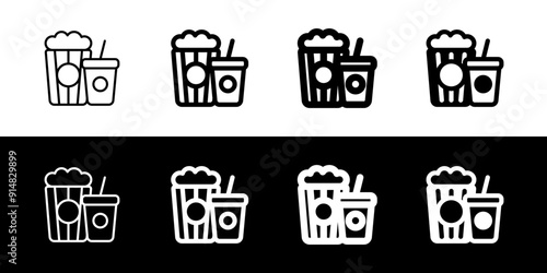 Editable popcorn, soda, snack, drink food, beverage vector icon. Movie, cinema, entertainment. Part of a big icon set family. Perfect for web and app interfaces, presentations, infographics, etc