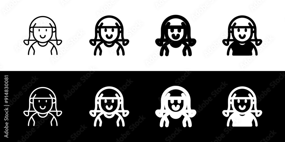 Obraz premium Editable girl with ponytail hair avatar vector icon. User, profile, identity, persona. Part of a big icon set family. Perfect for web and app interfaces, presentations, infographics, etc