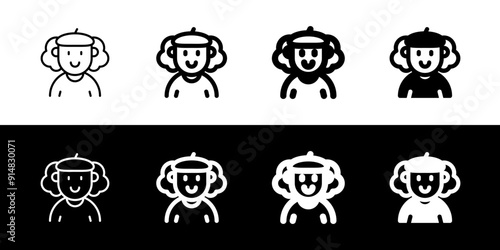 Editable artist with long curly hair avatar vector icon. User, profile, identity, persona. Part of a big icon set family. Perfect for web and app interfaces, presentations, infographics, etc