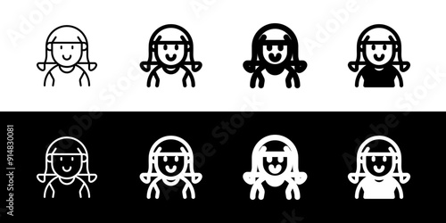 Editable girl with ponytail hair avatar vector icon. User, profile, identity, persona. Part of a big icon set family. Perfect for web and app interfaces, presentations, infographics, etc