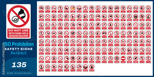 135 set iso prohibition safety signs v32 size a4/a3/a2/a1	