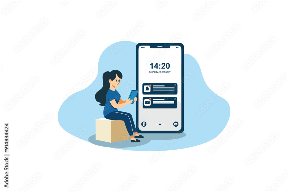 mesage notification handphone flat vector illustration mesage notification handphone flat vector illustration