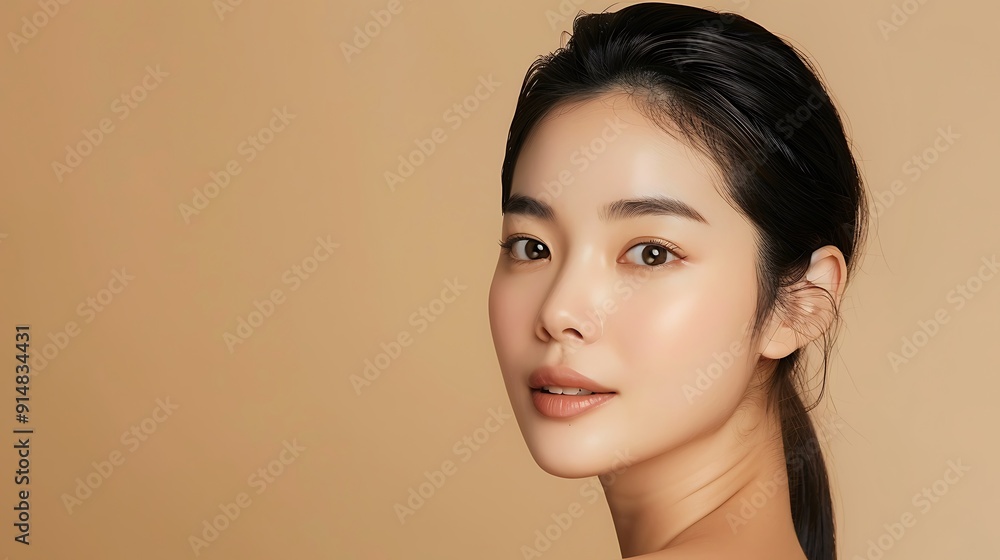 Close-up Portrait of a Young Woman with Smooth Skin Close-up Portrait of a Young Woman with Smooth Skin