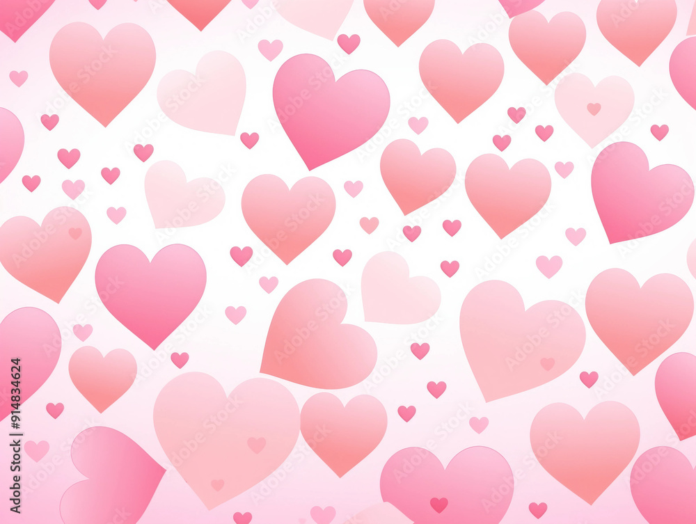 Pink white background with hearts and dots Pink white background with hearts and dots