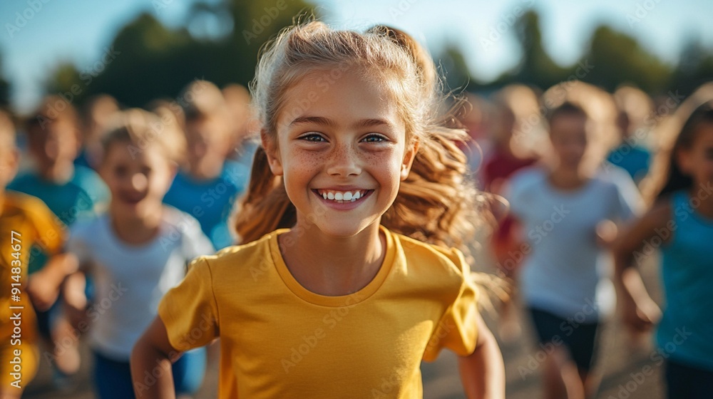 Active Kids: Joyful Children Running on Athletic Track. Generative AI Active Kids: Joyful Children Running on Athletic Track. Generative AI