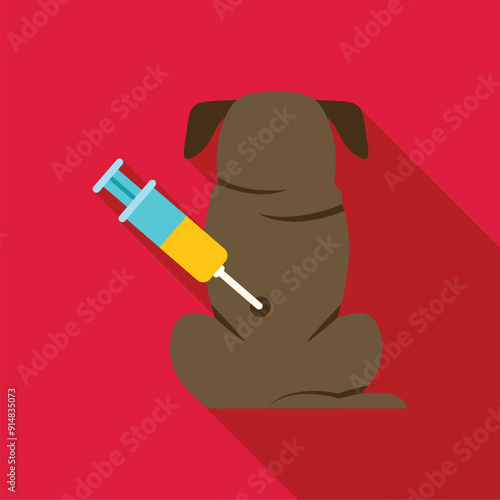 Veterinarian giving vaccine injection to dog during appointment in veterinary clinic