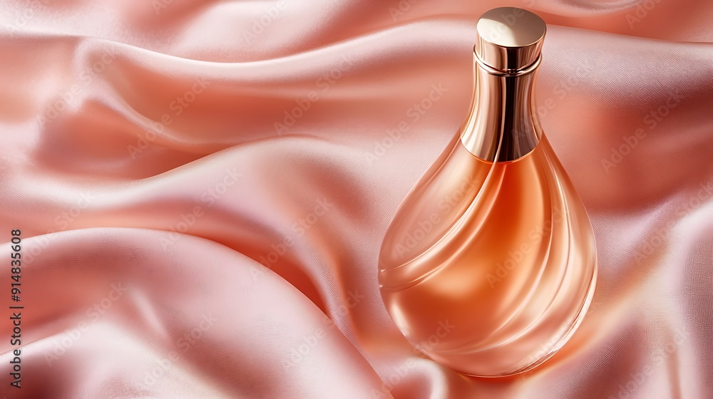 Elegant Perfume Bottle on Pink Satin Elegant Perfume Bottle on Pink Satin
