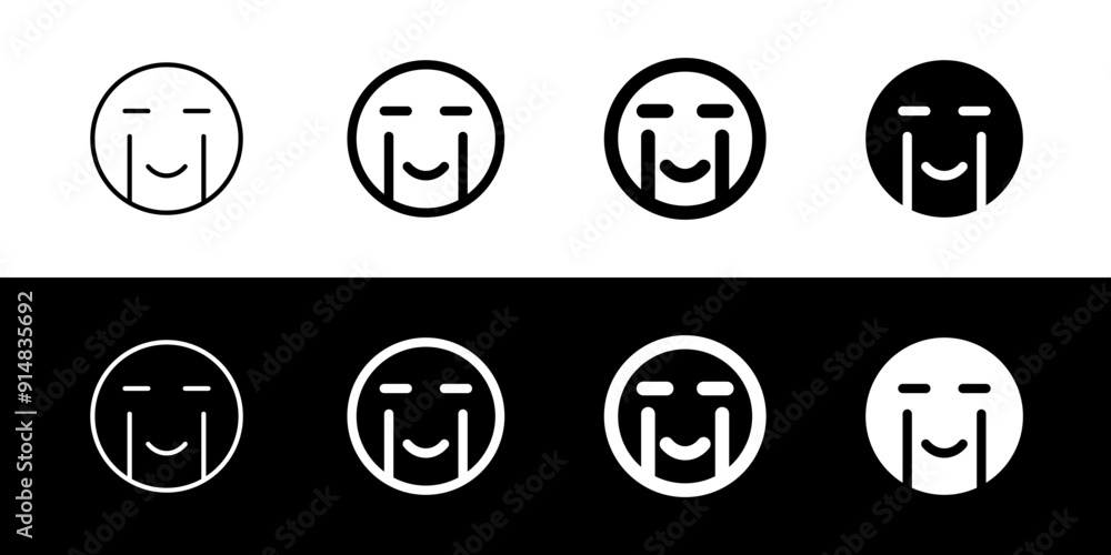 Editable happy tear emoticon vector icon. Expression, emotion, face. Part of a big icon set family. Perfect for web and app interfaces, presentations, infographics, etc Editable happy tear emoticon vector icon. Expression, emotion, face. Part of a big icon set family. Perfect for web and app interfaces, presentations, infographics, etc