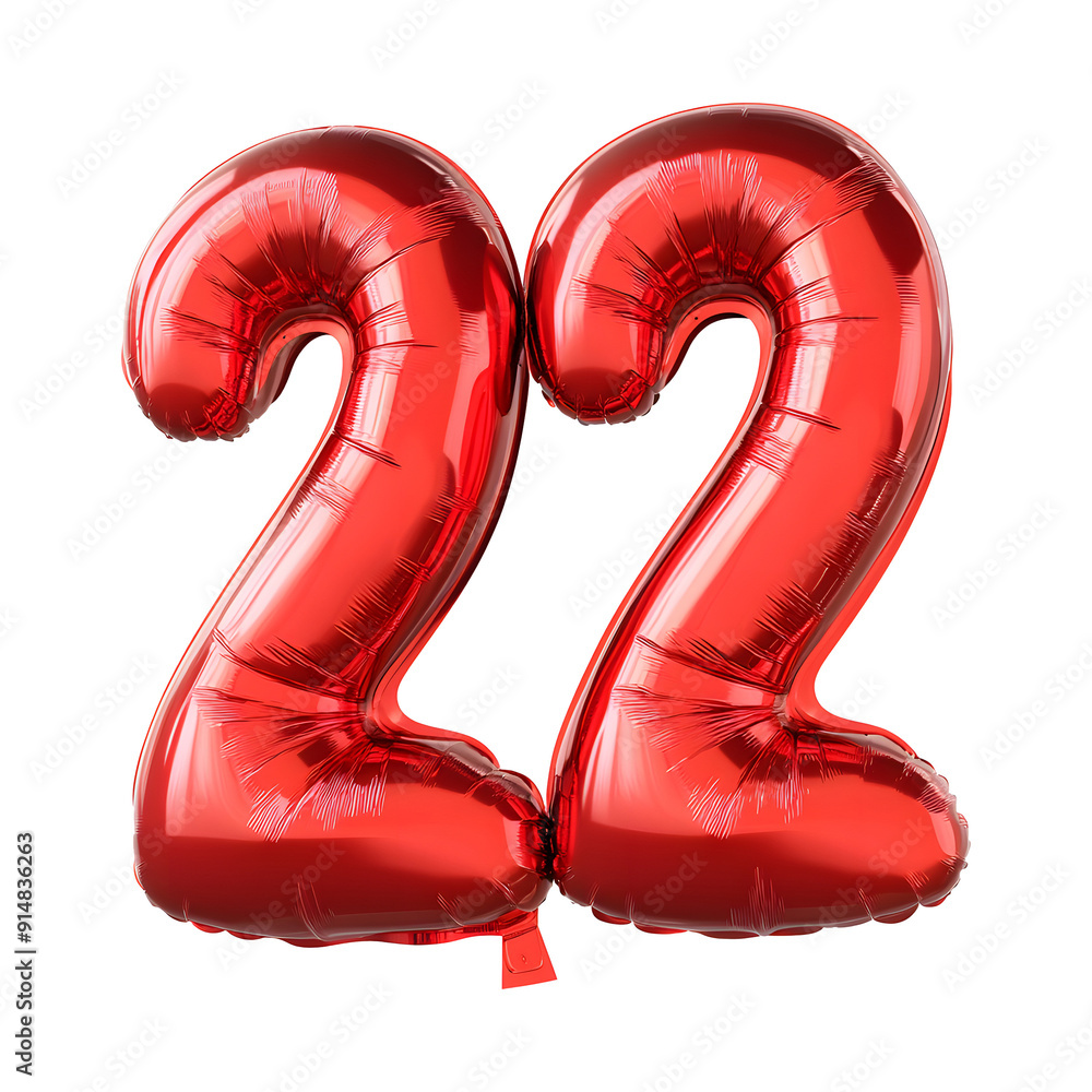 Number 22 balloon isolated on a transparent background Number 22 balloon isolated on a transparent background