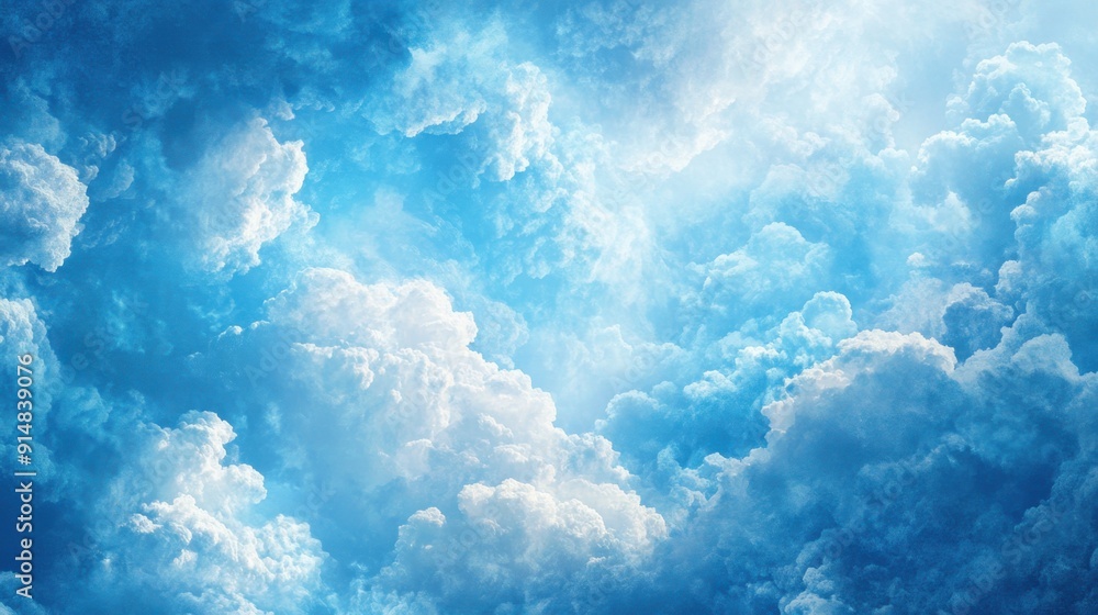Artistic interior scene showcasing vibrant blue and white clouds against a softly lit backdrop, evoking a sense of tranquility and wonder Artistic interior scene showcasing vibrant blue and white clouds against a softly lit backdrop, evoking a sense of tranquility and wonder