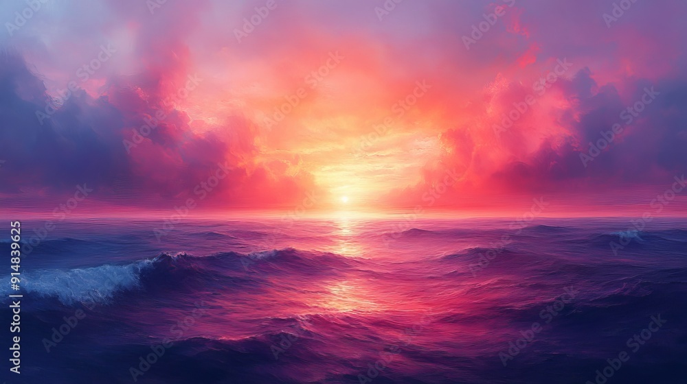 Fototapeta premium Dramatic ocean sunset with vibrant colors