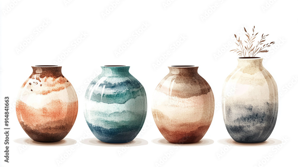 Handmade ceramic vase with a unique glaze.Vector illustrations Handmade ceramic vase with a unique glaze.Vector illustrations