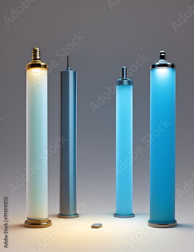 An Illuminated Tube Light, Tubelight or batten Light isolated on Plain background, Bright light and illuminated
 photo