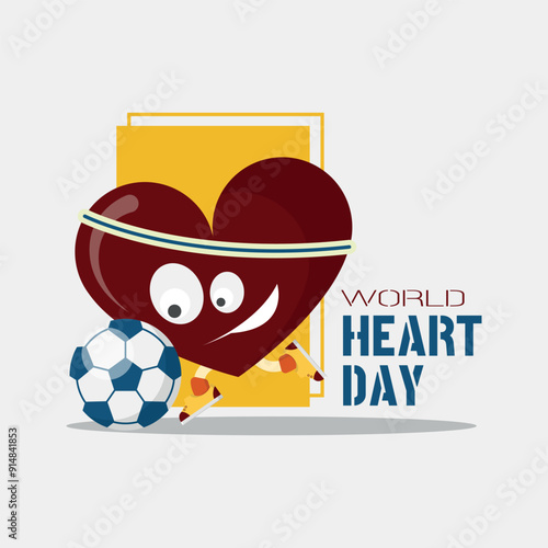 World Heart Day Poster with heart healthy exercise