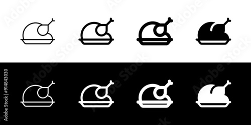 Editable roasted chicken or turkey vector icon. Food, restaurant. Part of a big icon set family. Perfect for web and app interfaces, presentations, infographics, etc photo