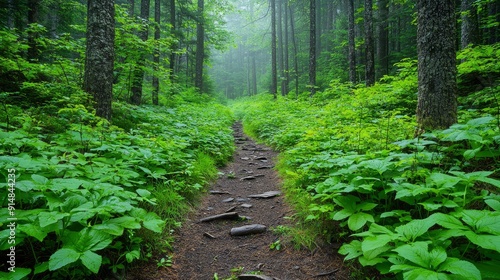 Wanderlust, serene forest, hiking path Background