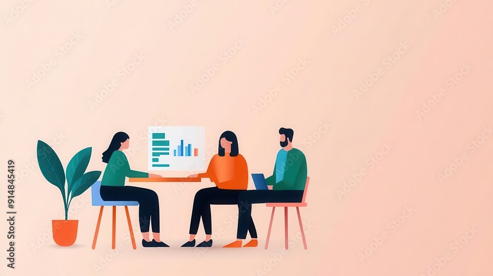Market insights, team analyzing data charts, flat design illustration Market insights, team analyzing data charts, flat design illustration