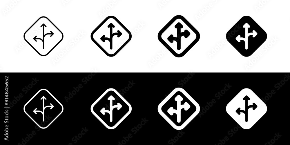 Editable traffic sign arrow vector icon. Map, location, navigation. Part of a big icon set family. Perfect for web and app interfaces, presentations, infographics, etc Editable traffic sign arrow vector icon. Map, location, navigation. Part of a big icon set family. Perfect for web and app interfaces, presentations, infographics, etc