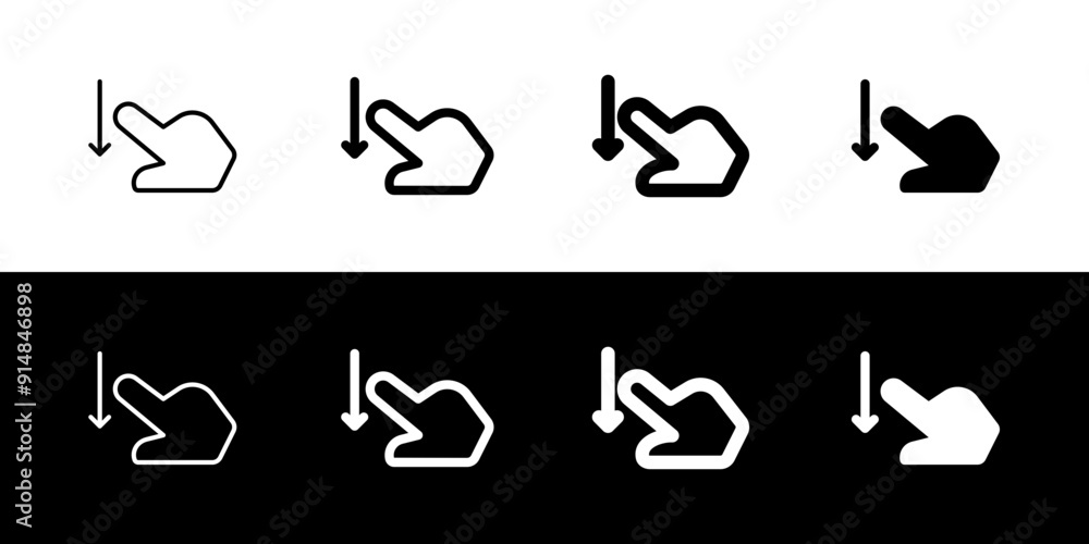 Editable one finger swipe down vector icon. Part of a big icon set family. Perfect for web and app interfaces, presentations, infographics, etc Editable one finger swipe down vector icon. Part of a big icon set family. Perfect for web and app interfaces, presentations, infographics, etc