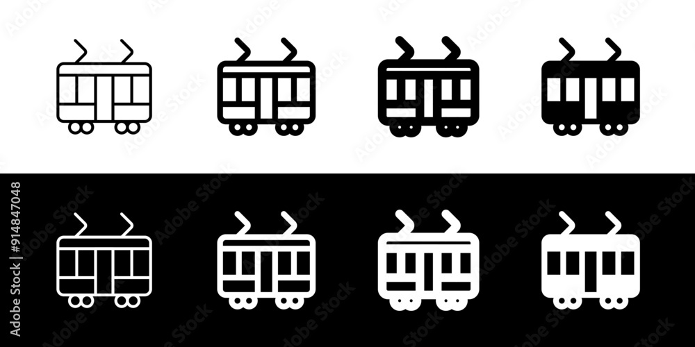 Editable tram vector icon. Vehicles, transportation, travel. Part of a big icon set family. Perfect for web and app interfaces, presentations, infographics, etc Editable tram vector icon. Vehicles, transportation, travel. Part of a big icon set family. Perfect for web and app interfaces, presentations, infographics, etc