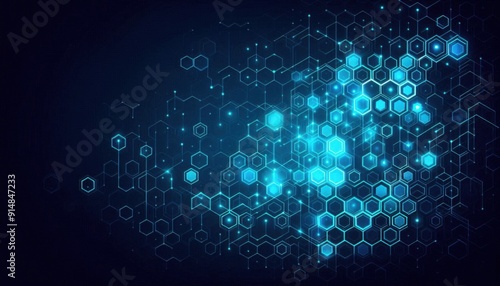 Wallpaper Mural abstract blue background hexagon , wallpaper and banner use Torontodigital.ca