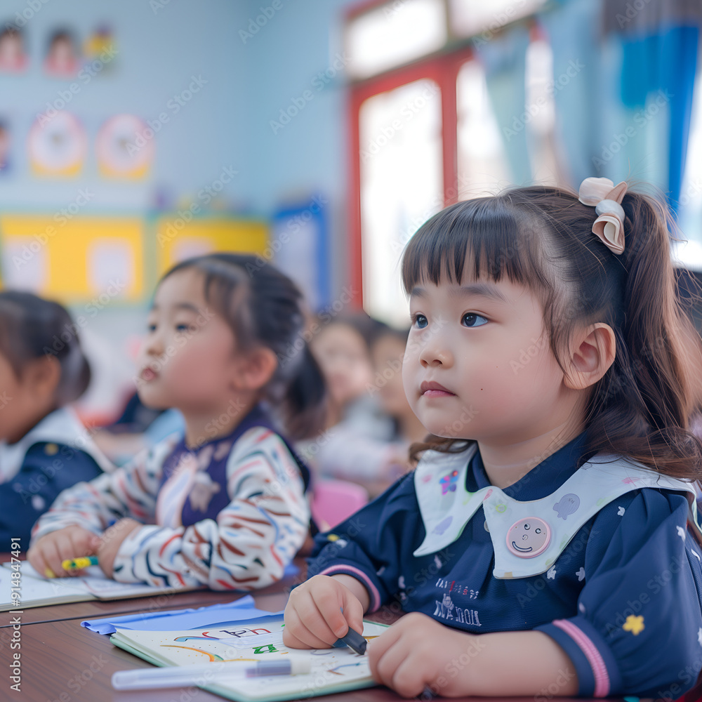 kindergarten children studying. kindergarten children studying.