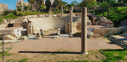 Ruins of the Roman amphitheatre,dating to between 1st to 4th century AD in the area of Kom El Dikka in Alexandria,Egypt 