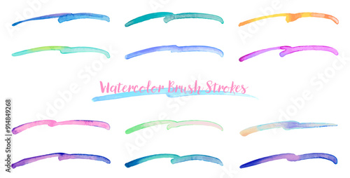 水彩絵具のラインセット。ネオンカラー。ベクターデータ。