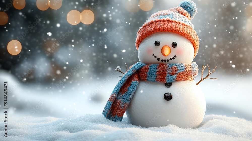 Fototapeta premium Festive Snowman: Isolated Snowman for Christmas and Winter Designs. Generative AI