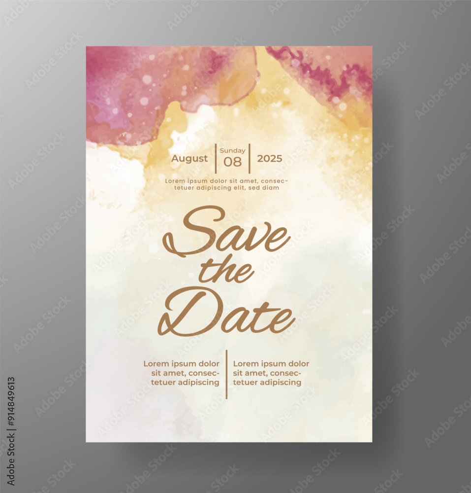 Wedding invitation with Abstract splashed watercolor background Wedding invitation with Abstract splashed watercolor background