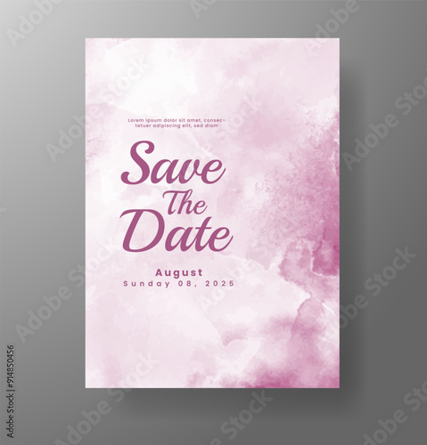 Wedding invitation with Abstract splashed watercolor background