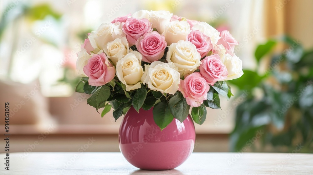 Bouquet of pink and white roses in Bouquet of pink and white roses in
