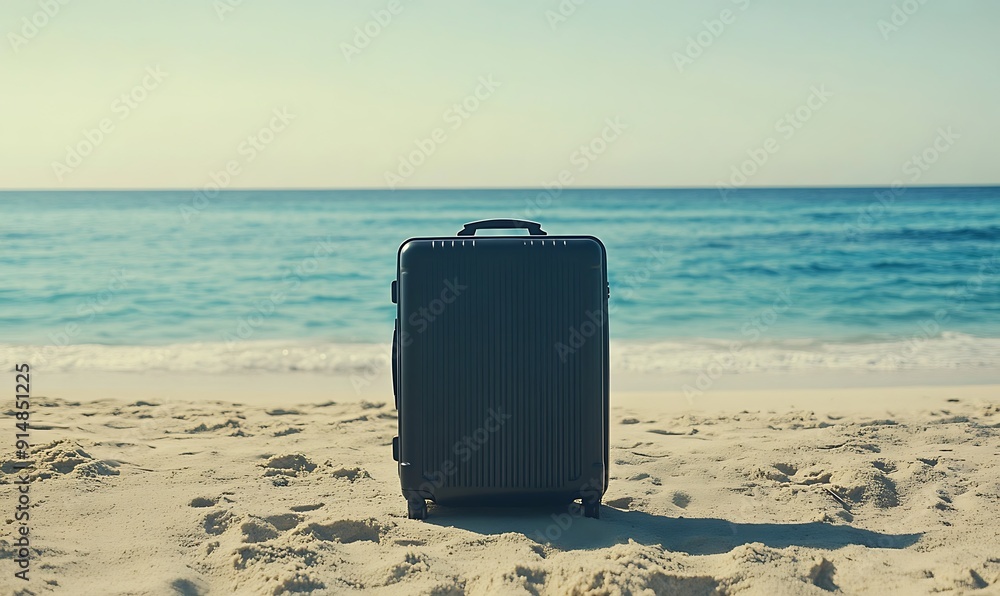 Black Suitcase on a Sandy Beach Black Suitcase on a Sandy Beach