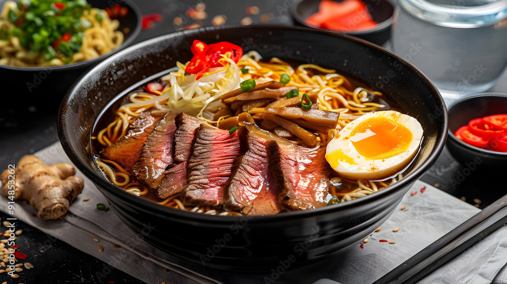 Beef Ramen Bowl with Egg, Photo Beef Ramen Bowl with Egg, Photo