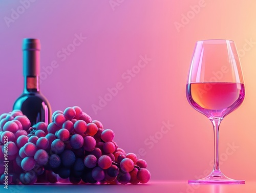 Fermentation of wine, holographic grape varieties, futuristic winemaking techniques photo