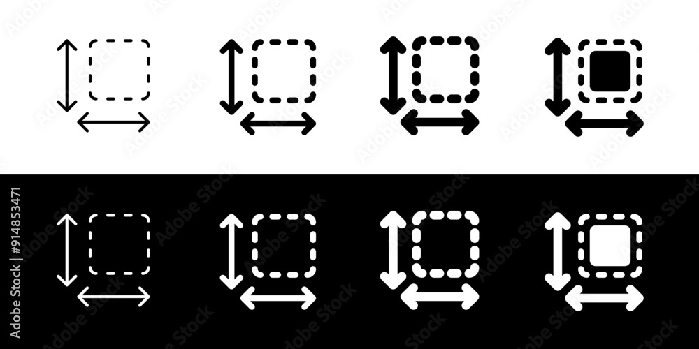 Editable size, area measurement vector icon. Part of a big icon set family. Perfect for web and app interfaces, presentations, infographics, etc Editable size, area measurement vector icon. Part of a big icon set family. Perfect for web and app interfaces, presentations, infographics, etc