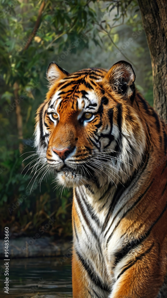 Fototapeta premium white bengal tiger in zoo