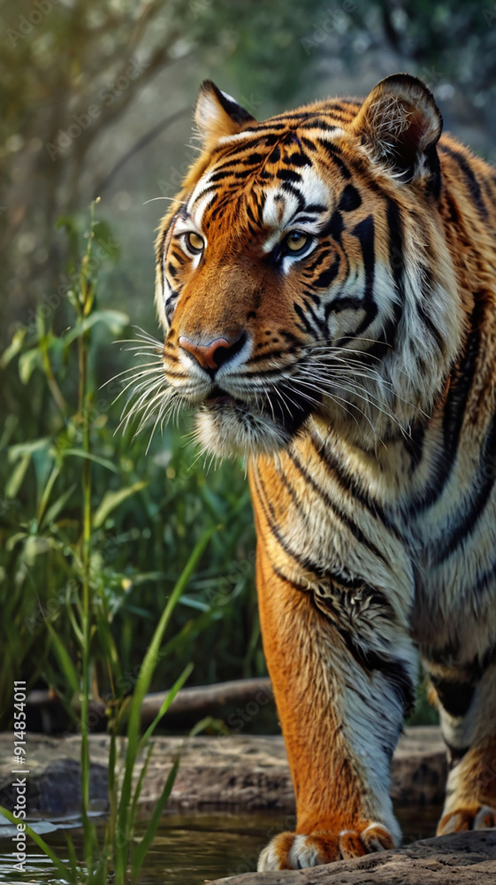 Fototapeta premium white bengal tiger in zoo