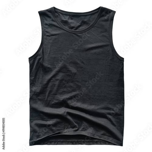 Black front view sleeveless tee t-shirt clip art