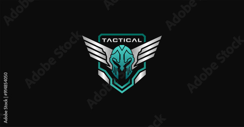 Tactical military warrior helmet wings shield logo