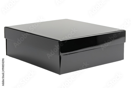 Glossy black box with a smooth surface, perfect for packaging gifts or storage. Ideal for stylish presentations and organization.